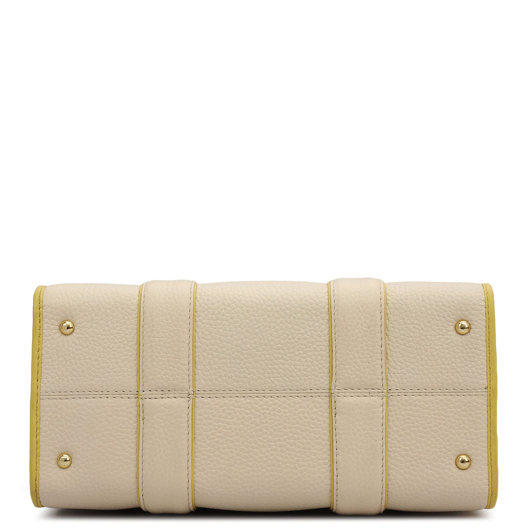 Small Wax Leather Top Handle - Marshmallow