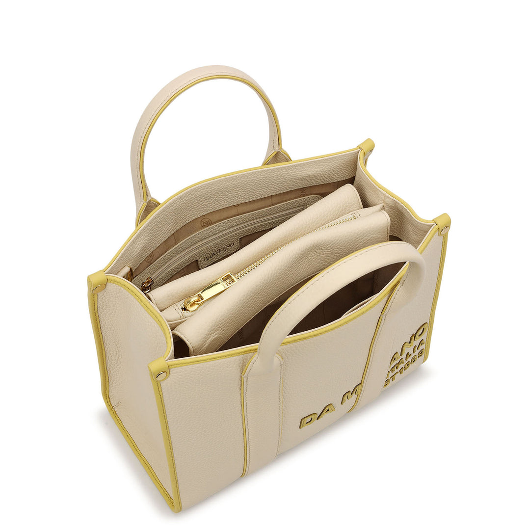 Small Wax Leather Top Handle - Marshmallow