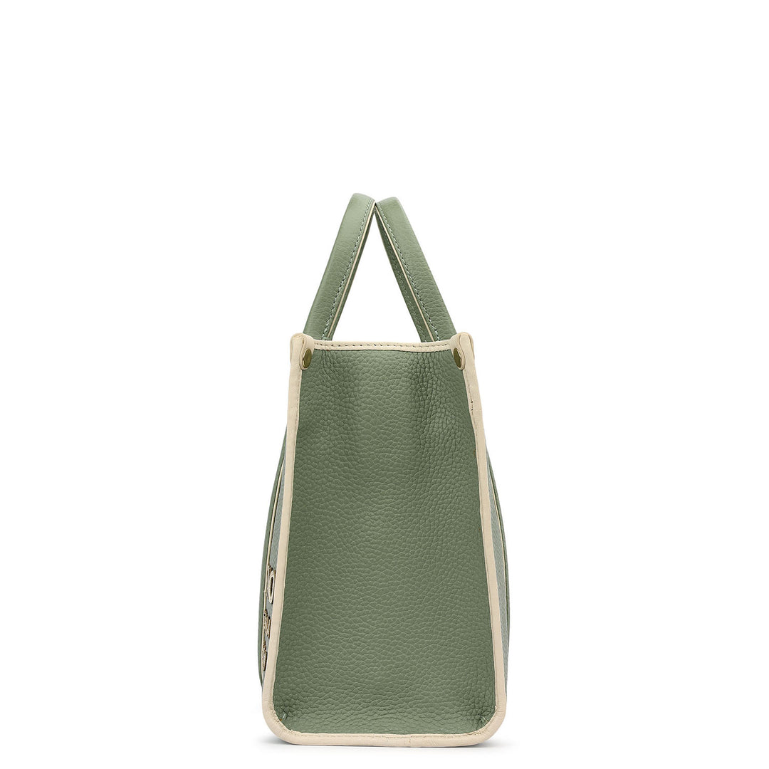 Small Wax Leather Top Handle - Sage