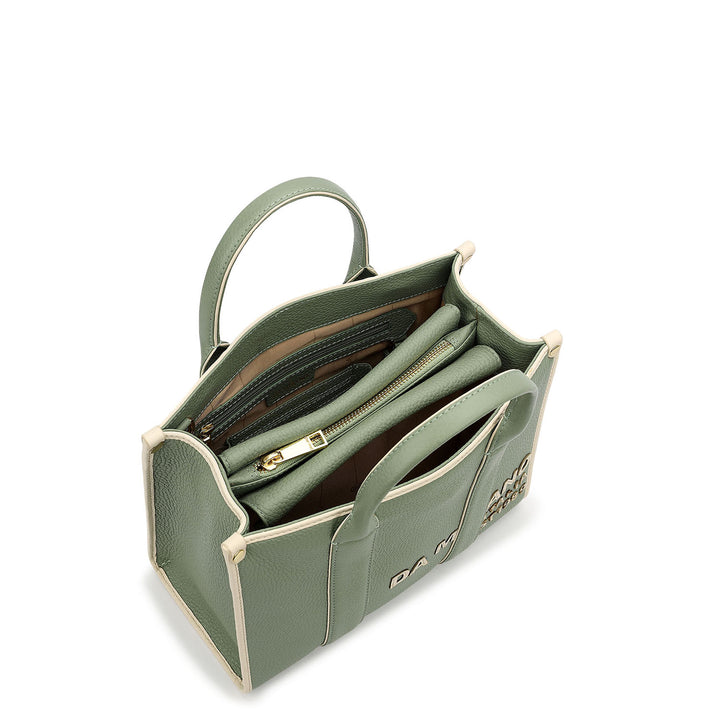 Small Wax Leather Top Handle - Sage
