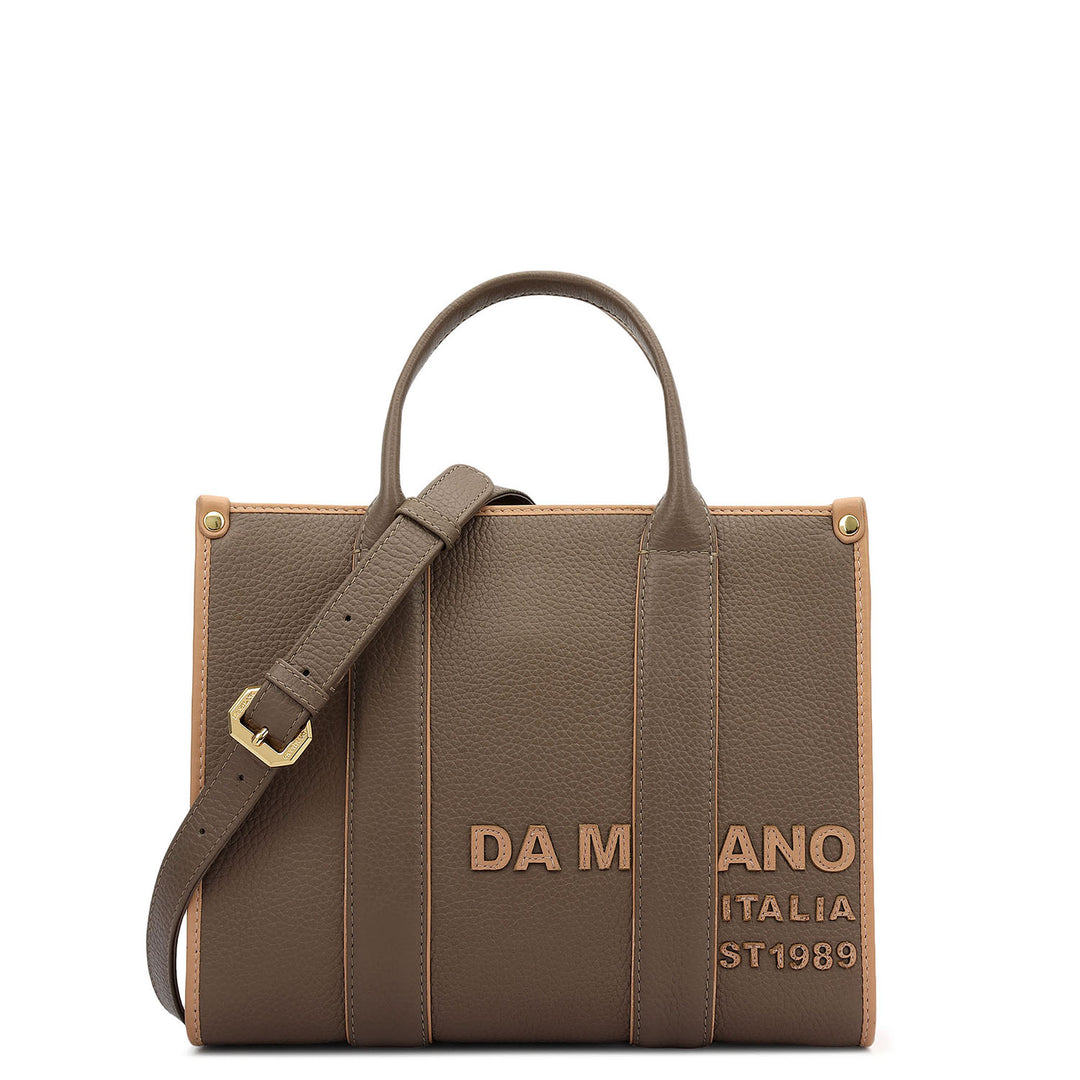 Small Wax Leather Top Handle - Smoke Grey