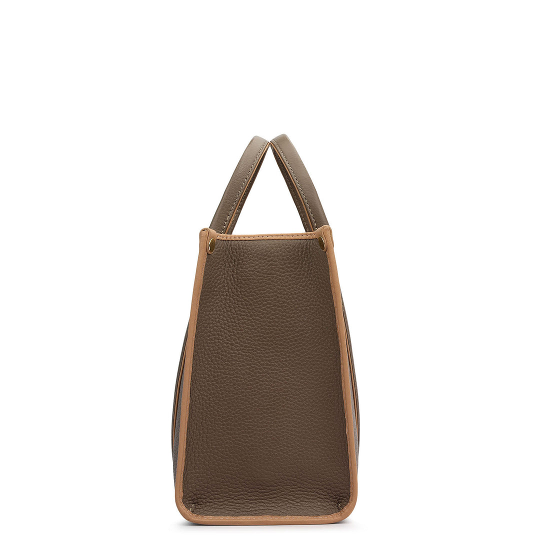 Small Wax Leather Top Handle - Smoke Grey