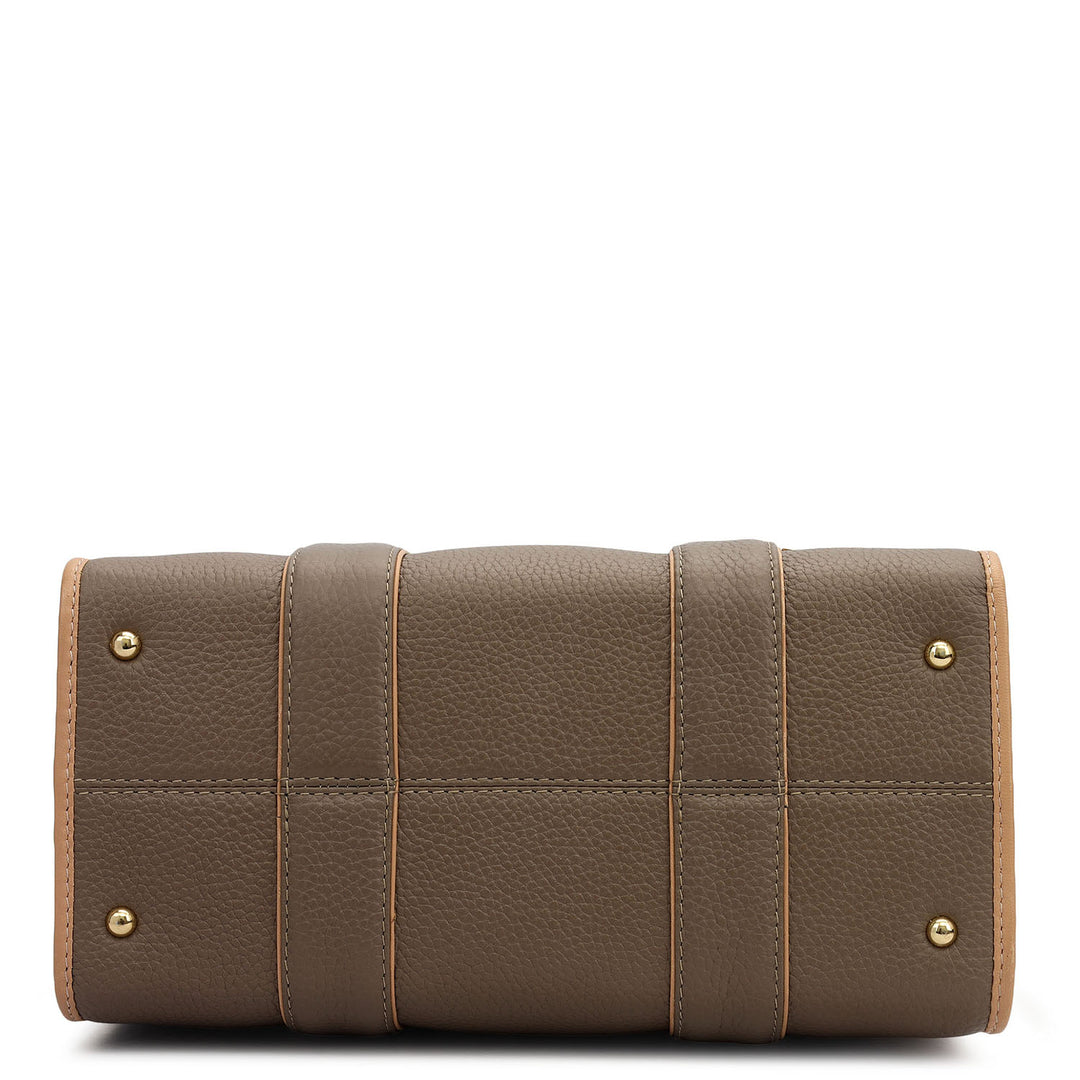 Small Wax Leather Top Handle - Smoke Grey
