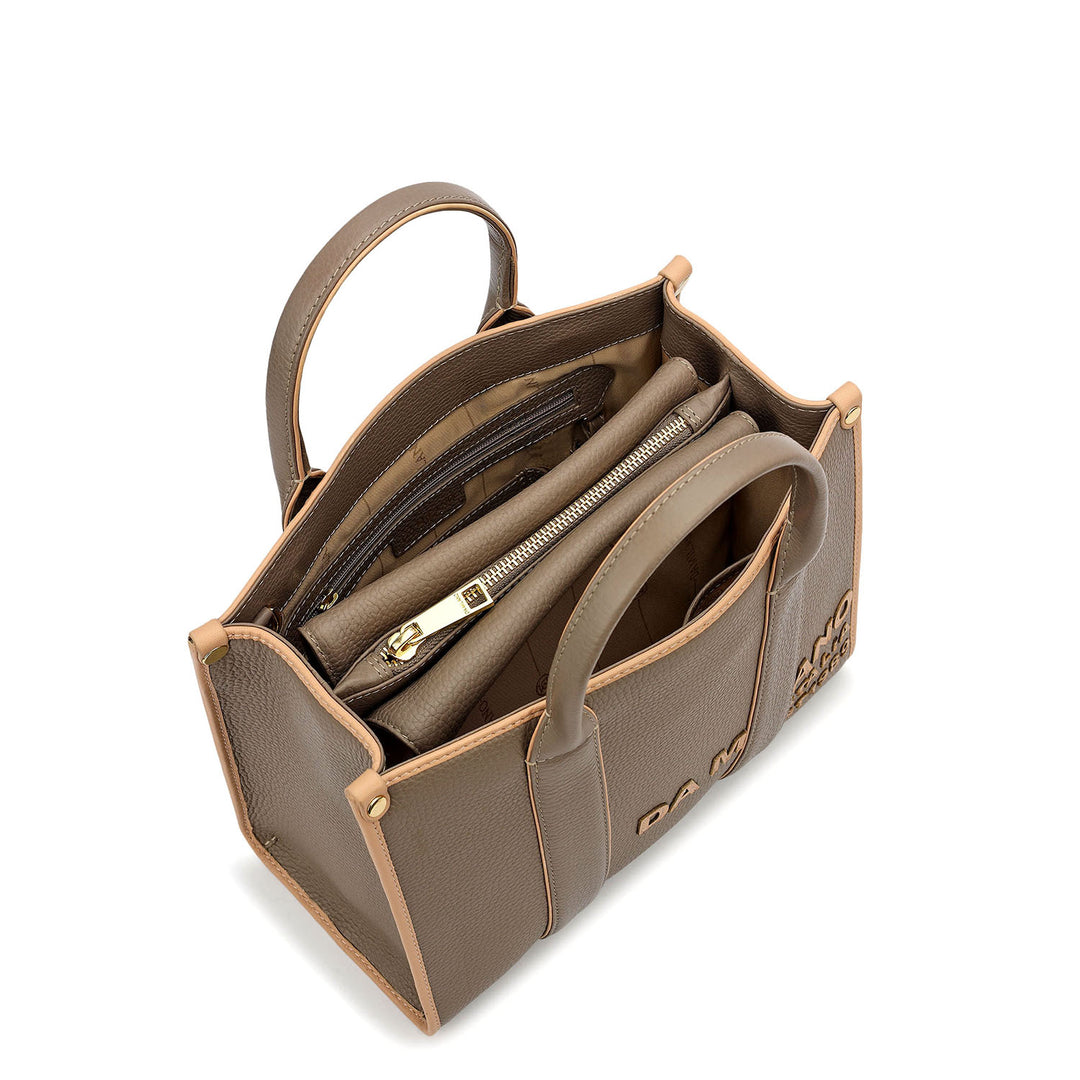 Small Wax Leather Top Handle - Smoke Grey