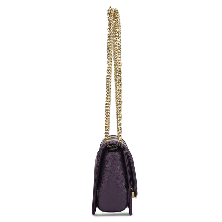 Small Croco Franzy Leather Shoulder Bag - Grapevine & Frost
