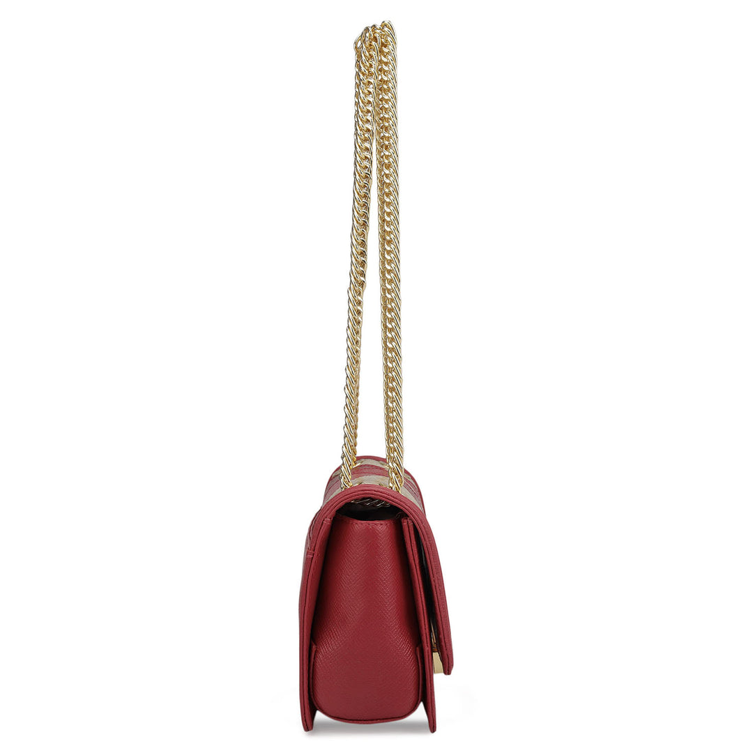 Small Croco Franzy Leather Shoulder Bag - Plumberry & Frost