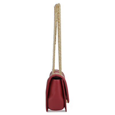 Small Croco Franzy Leather Shoulder Bag - Plumberry & Frost