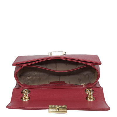 Small Croco Franzy Leather Shoulder Bag - Plumberry & Frost