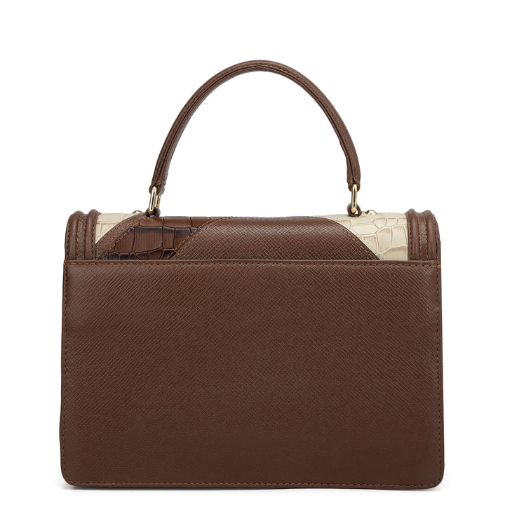 Small Croco Franzy Leather Satchel - Date & Frost
