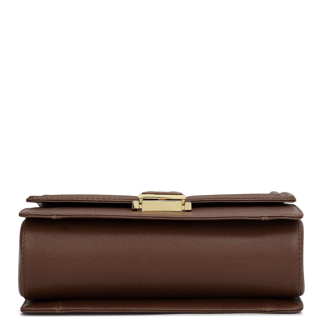 Small Croco Franzy Leather Satchel - Date & Frost
