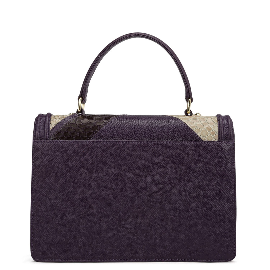 Small Croco Franzy Leather Satchel - Grapevine & Frost
