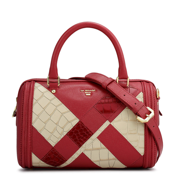Small Croco Franzy Leather Satchel - Plumberry & Frost