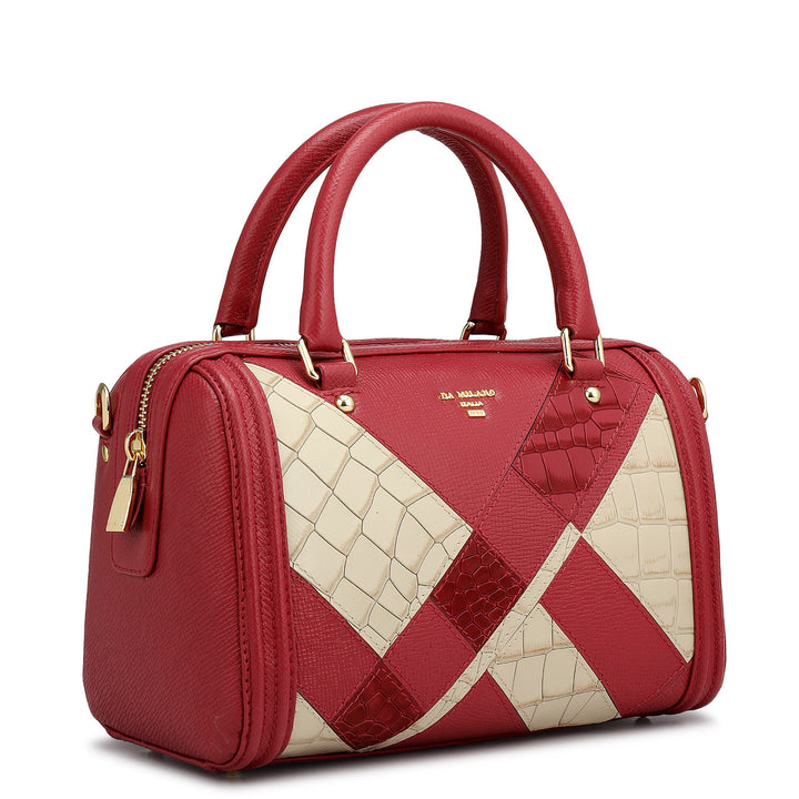 Small Croco Franzy Leather Satchel - Plumberry & Frost