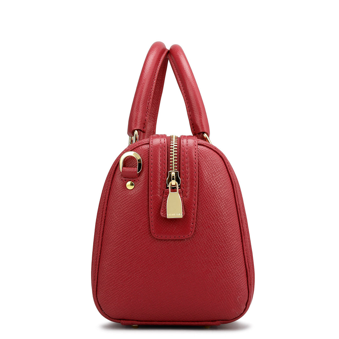 Small Croco Franzy Leather Satchel - Plumberry & Frost