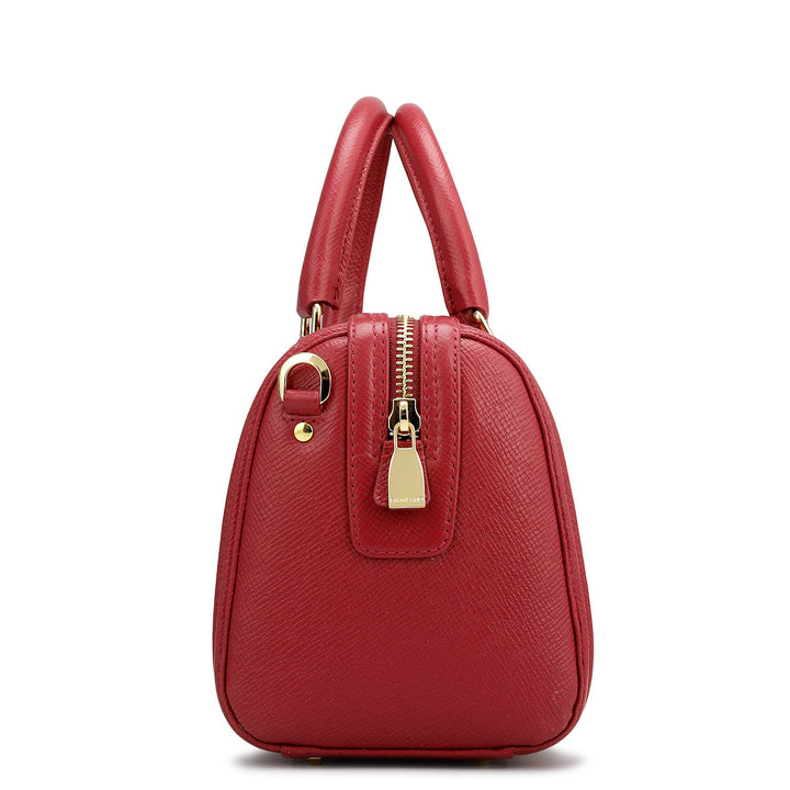Small Croco Franzy Leather Satchel - Plumberry & Frost