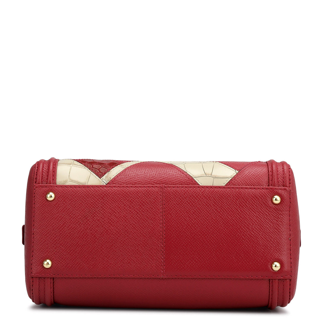 Small Croco Franzy Leather Satchel - Plumberry & Frost