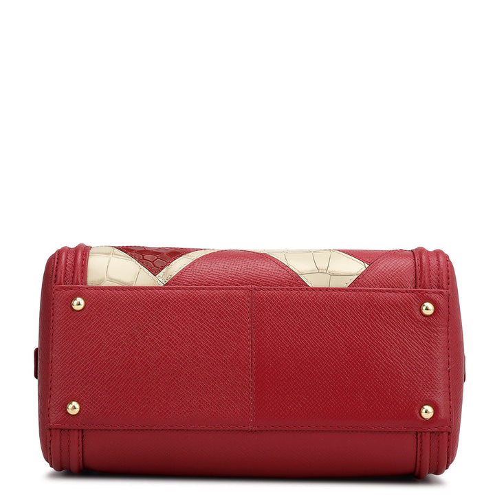 Small Croco Franzy Leather Satchel - Plumberry & Frost
