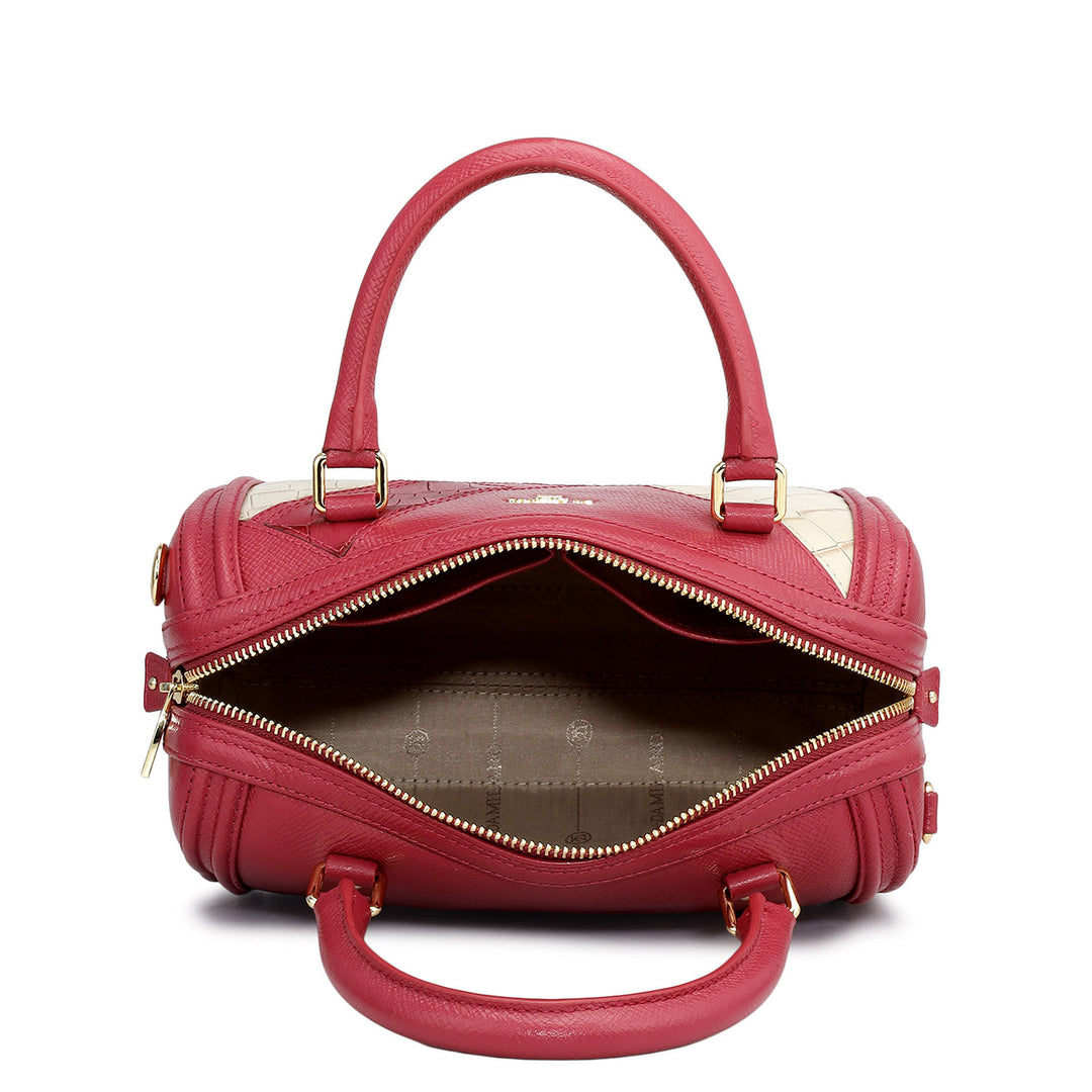 Small Croco Franzy Leather Satchel - Plumberry & Frost