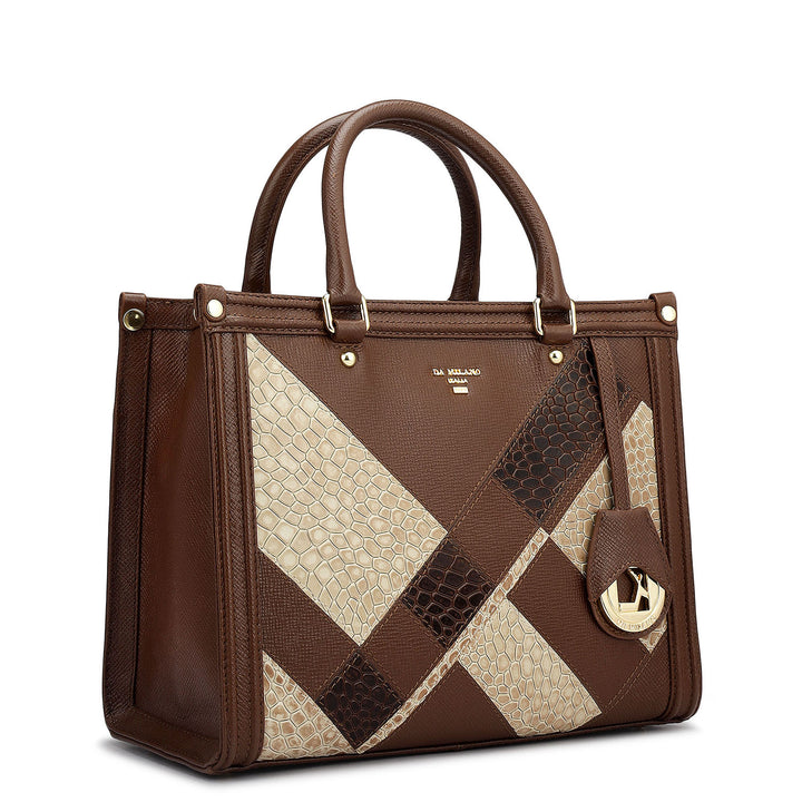 Modern Mosaic Franzy Leather Tote- Date & Frost