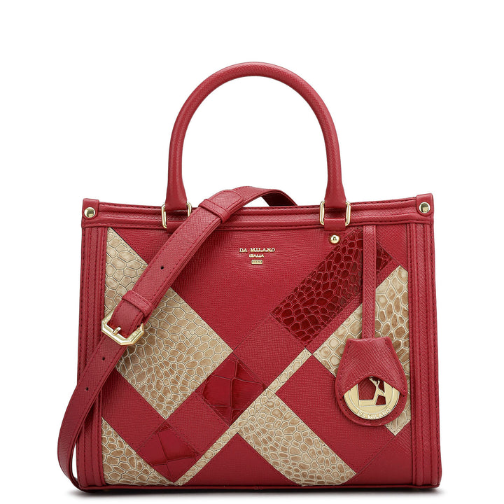 Modern Mosaic Franzy Leather Tote - Plumberry & Frost