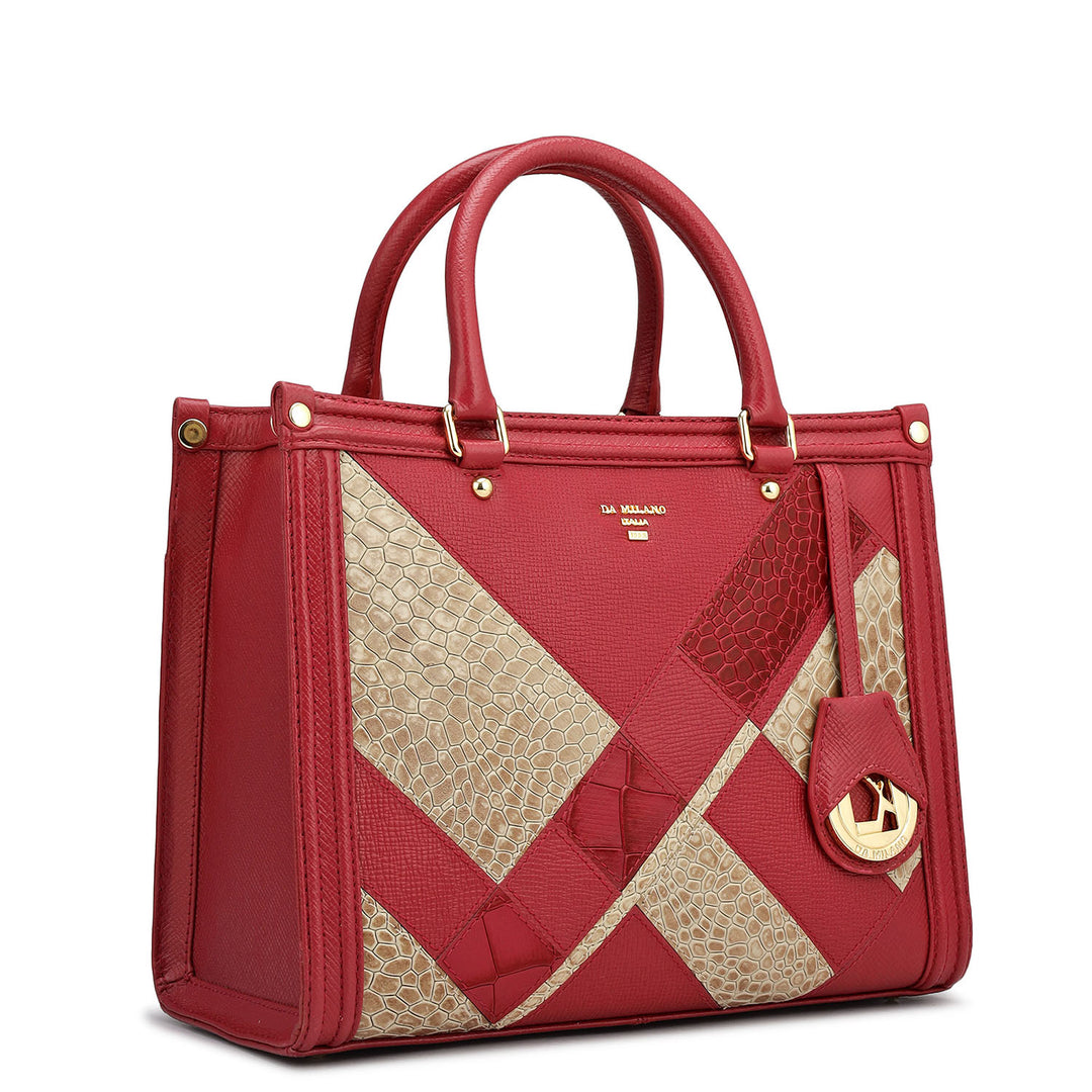 Modern Mosaic Franzy Leather Tote - Plumberry & Frost