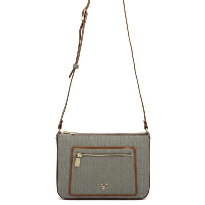 Small Monogram Leather Sling - Stone Grey