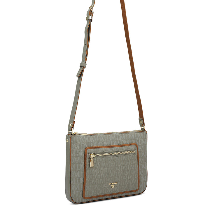 Small Monogram Leather Sling - Stone Grey