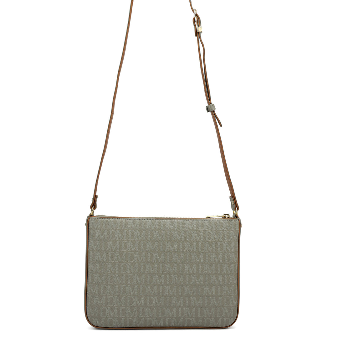 Small Monogram Leather Sling - Stone Grey