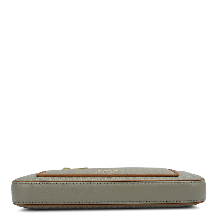 Small Monogram Leather Sling - Stone Grey