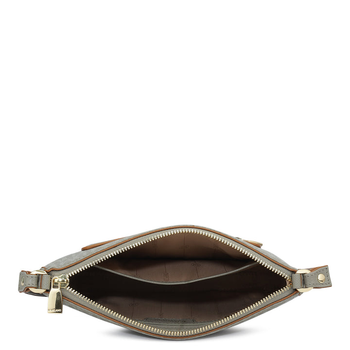 Small Monogram Leather Sling - Stone Grey