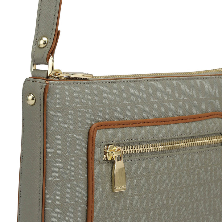 Small Monogram Leather Sling - Stone Grey