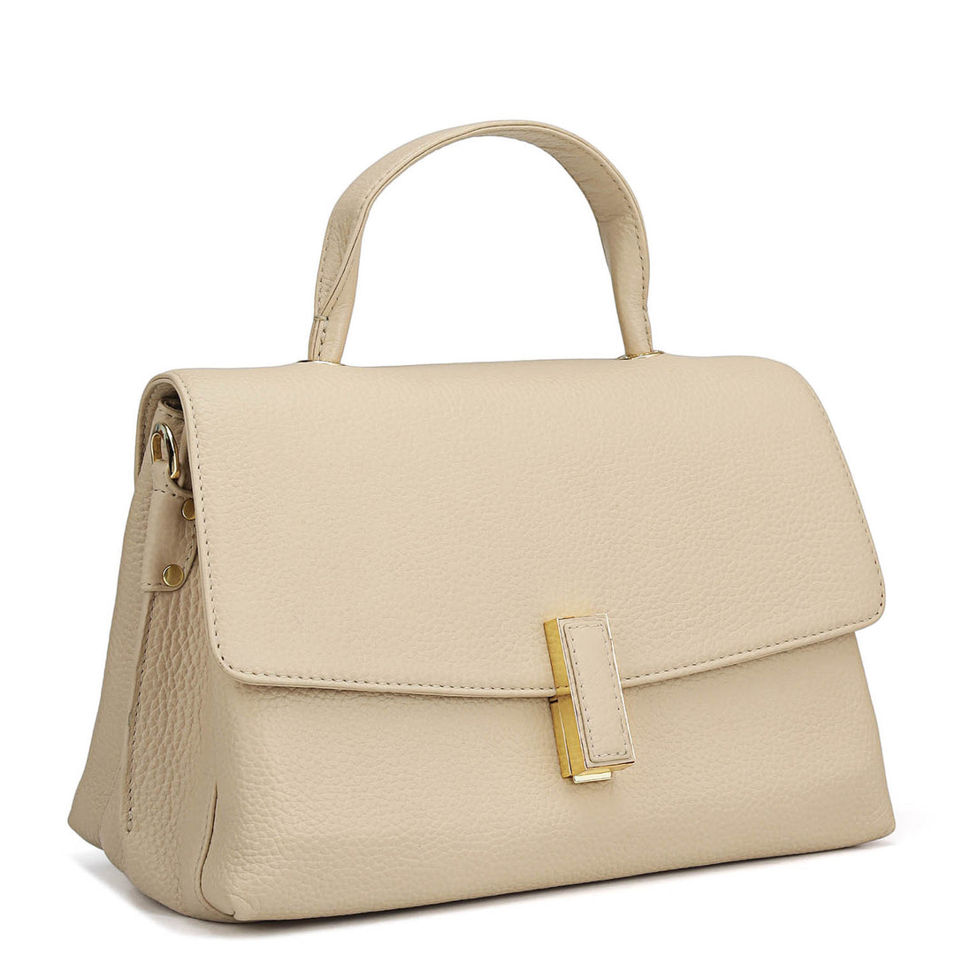 Small Wax Leather Satchel - Dove