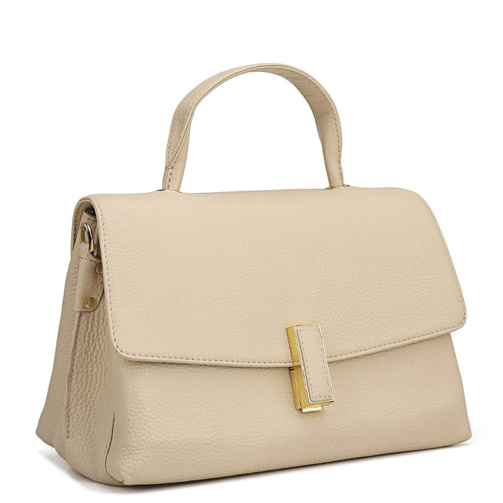 Small Wax Leather Satchel - Dove