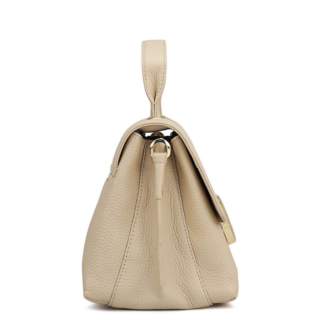 Small Wax Leather Satchel - Dove