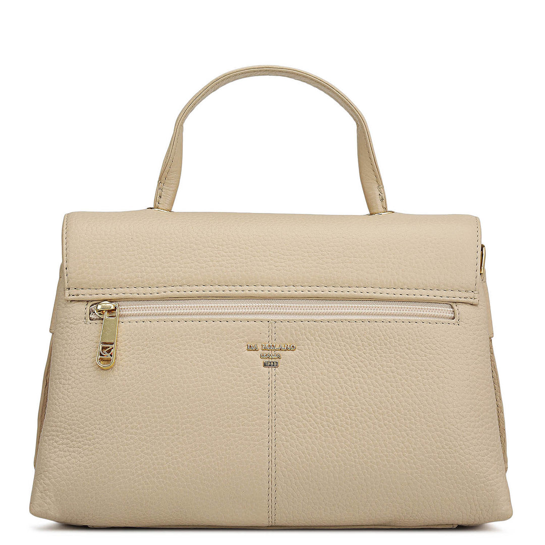 Small Wax Leather Satchel - Dove