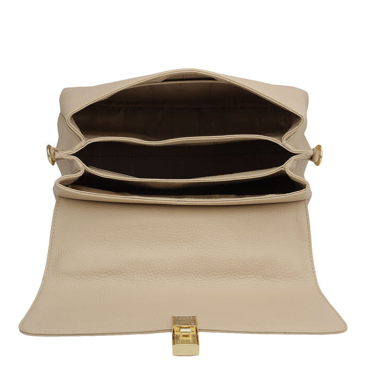 Small Wax Leather Satchel - Dove