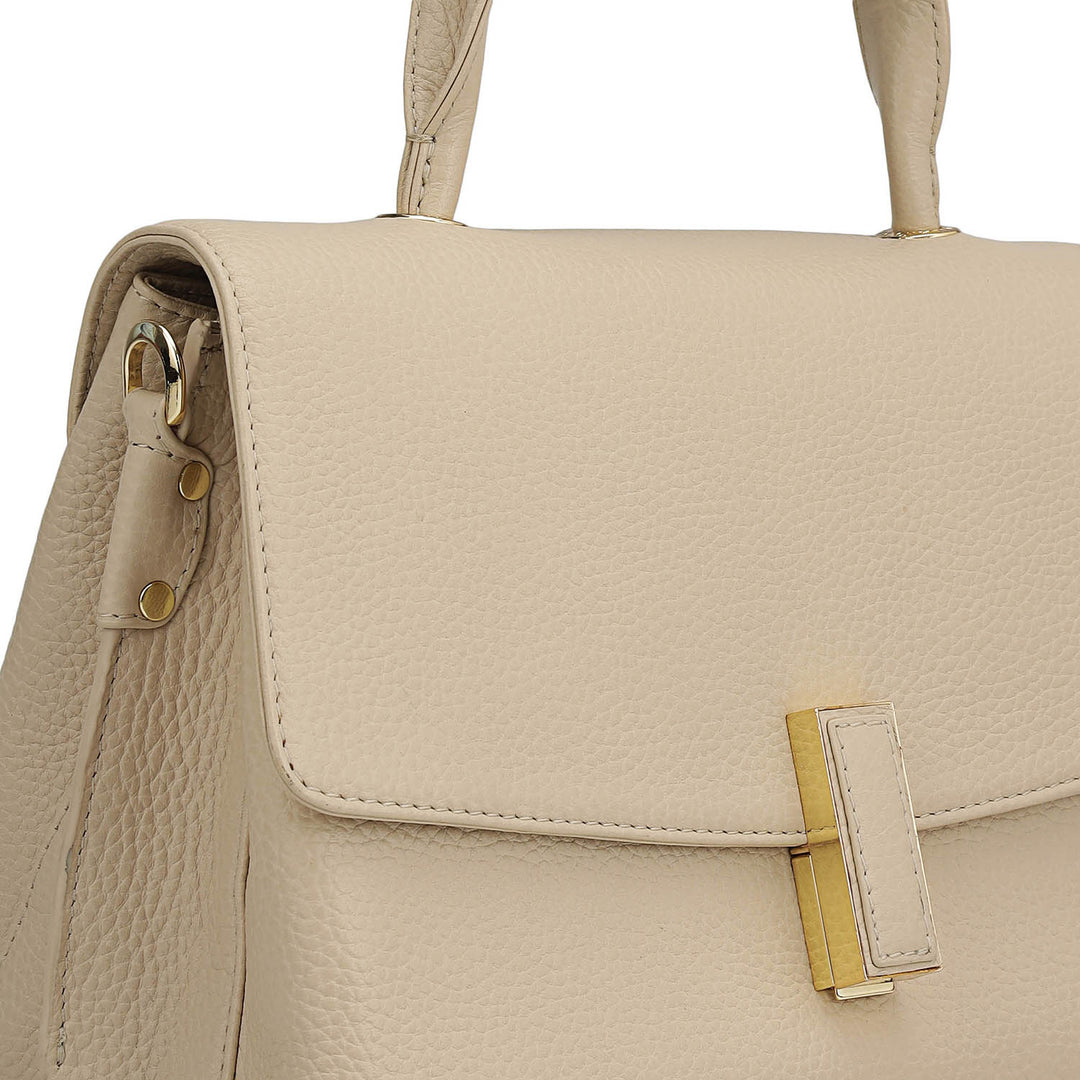 Small Wax Leather Satchel - Dove