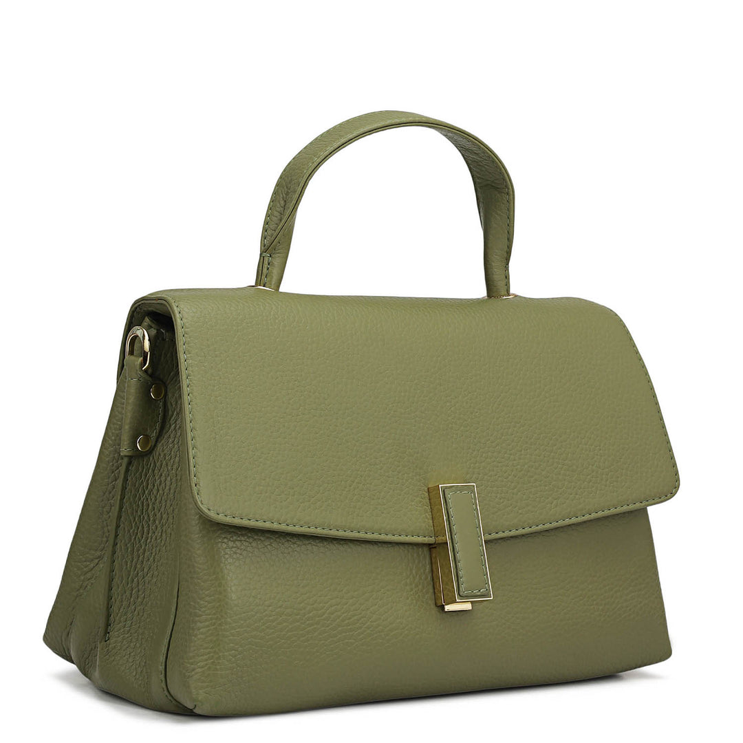 Small Wax Leather Satchel - Fern