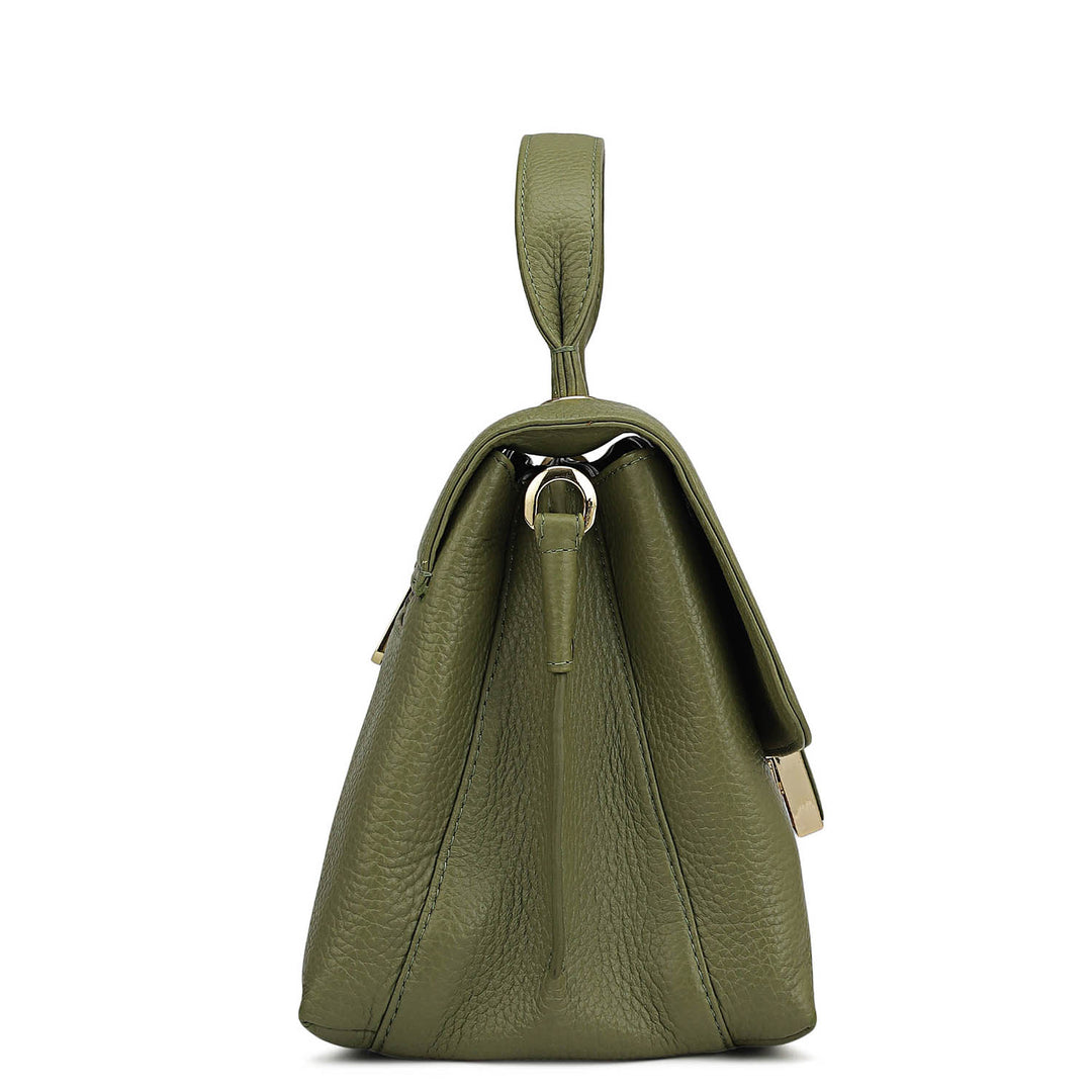 Small Wax Leather Satchel - Fern