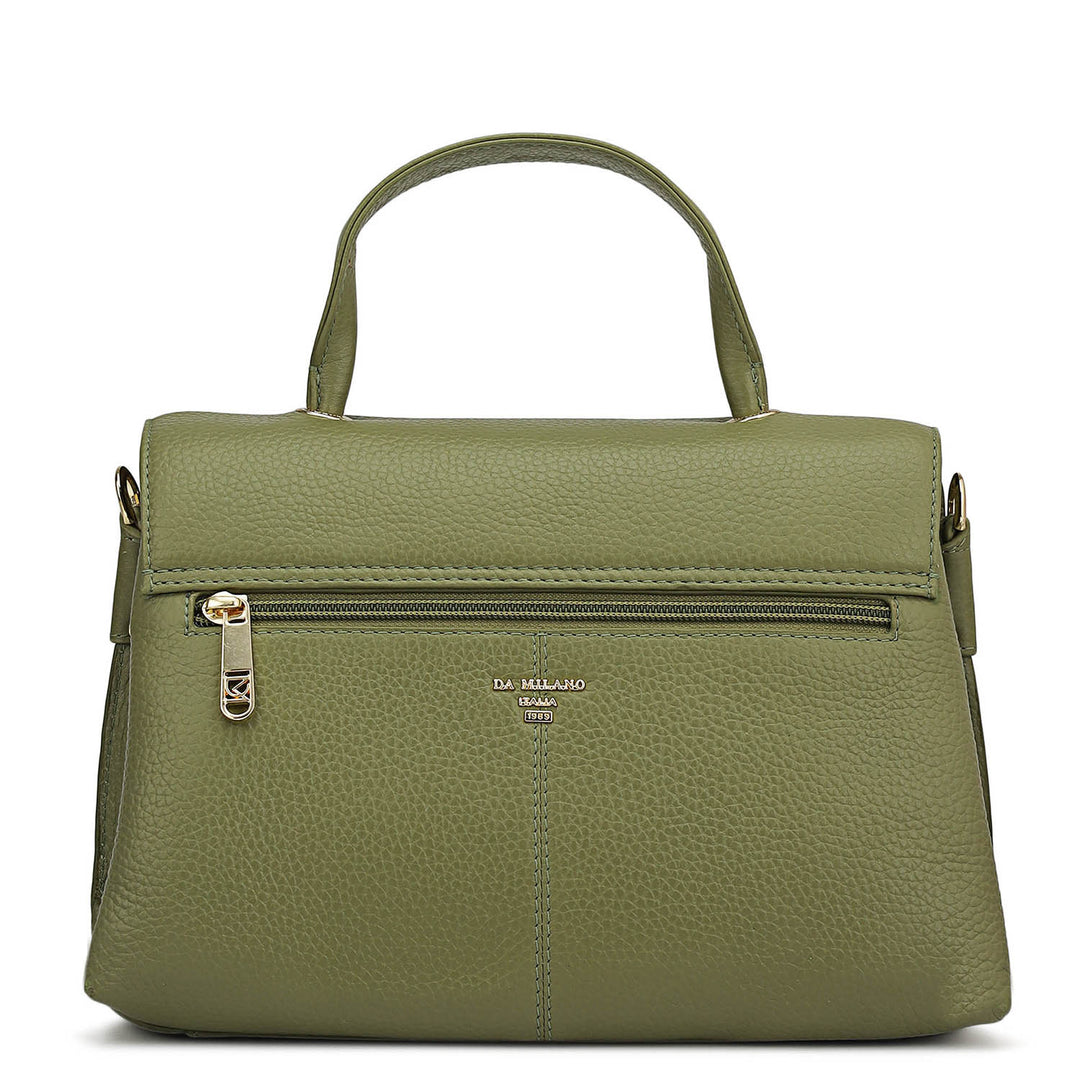 Small Wax Leather Satchel - Fern
