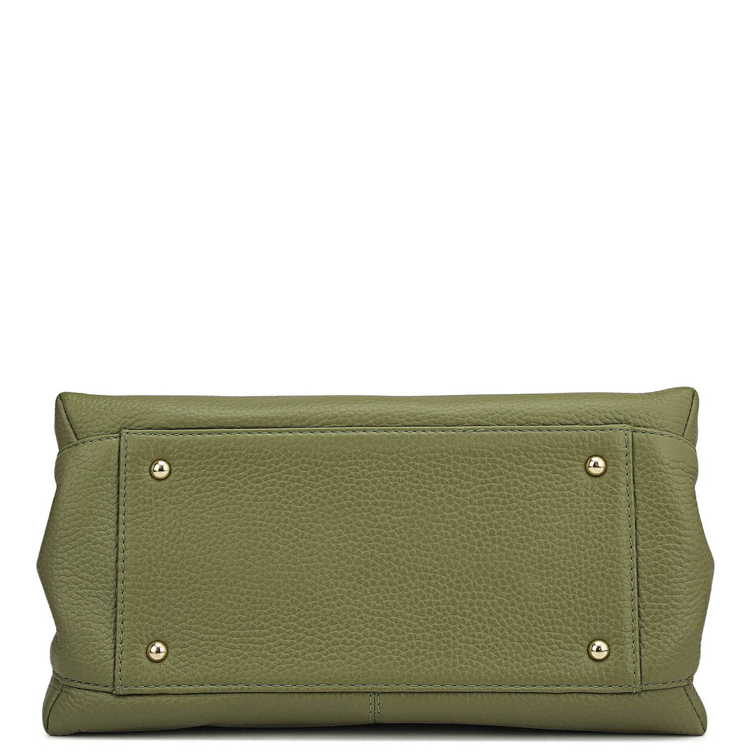 Small Wax Leather Satchel - Fern