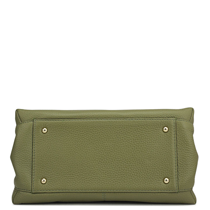 Small Wax Leather Satchel - Fern