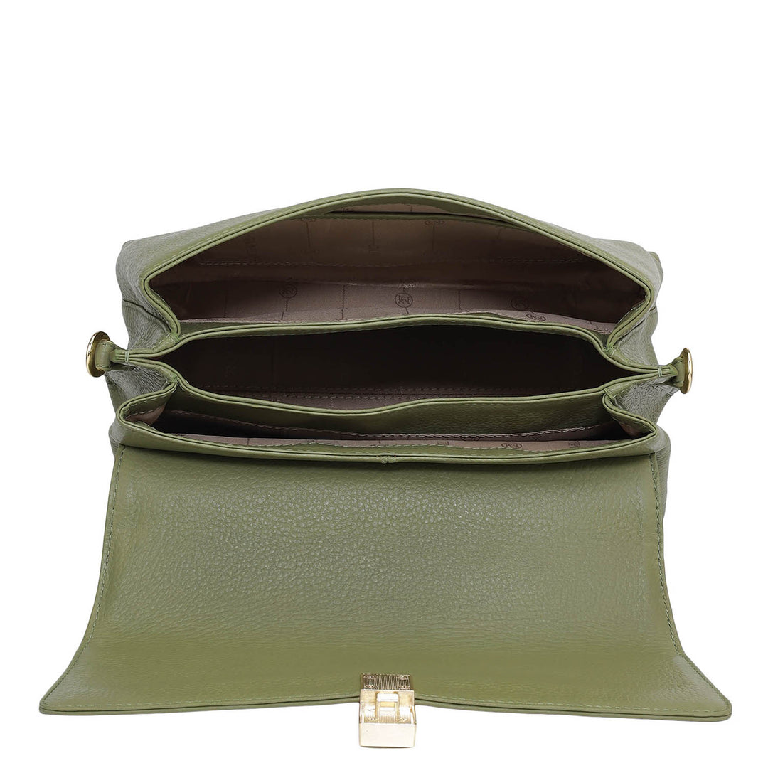 Small Wax Leather Satchel - Fern