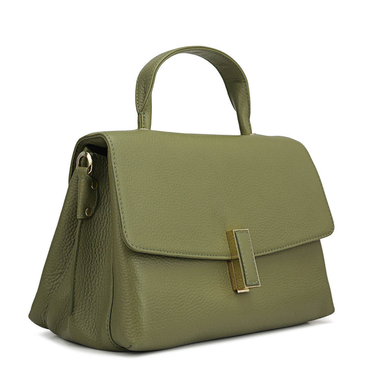 Small Wax Leather Satchel - Fern