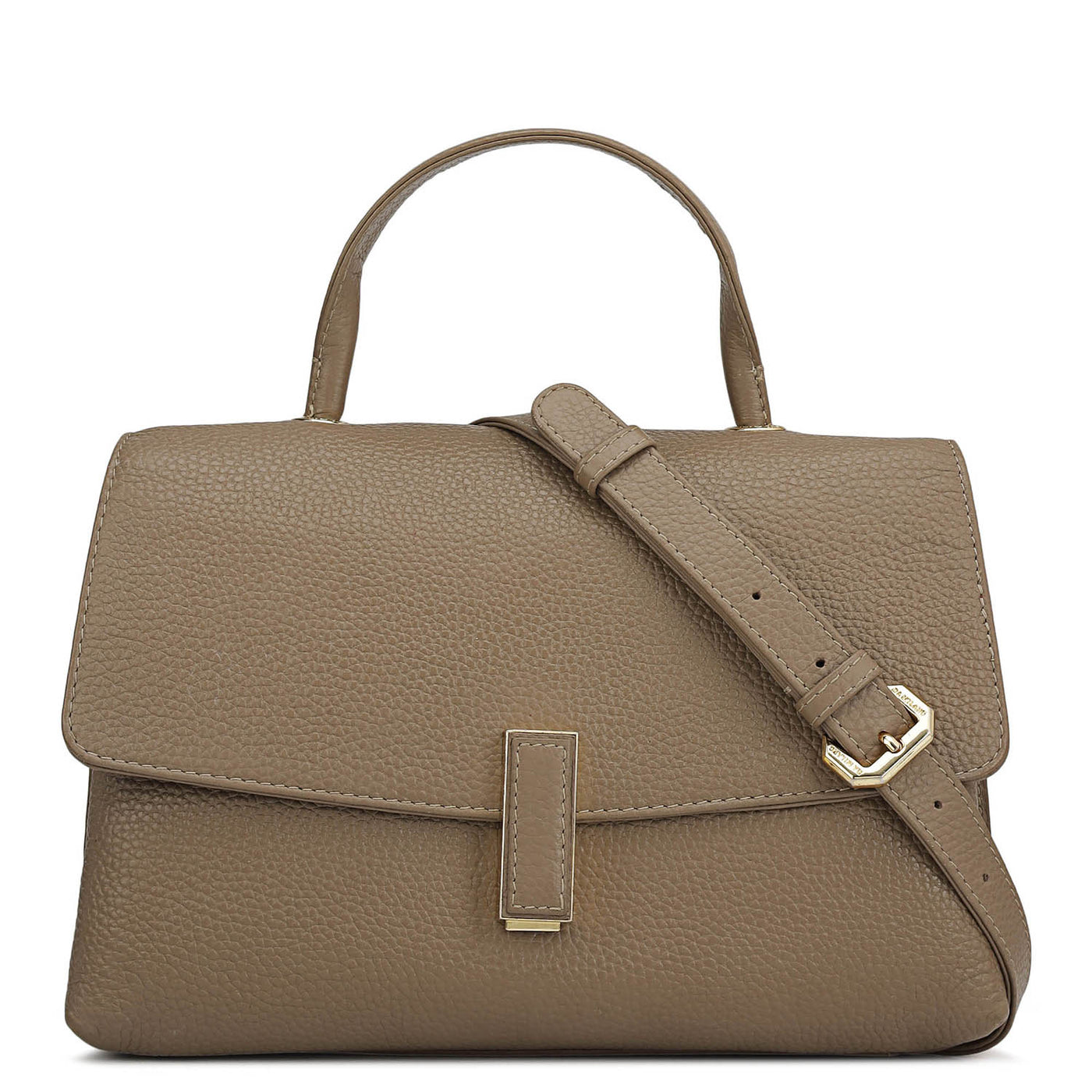 Small Wax Leather Satchel - Greyish Taupe