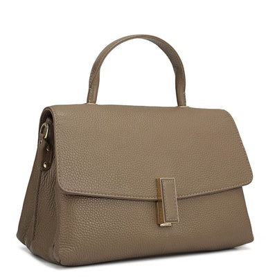 Small Wax Leather Satchel - Greyish Taupe