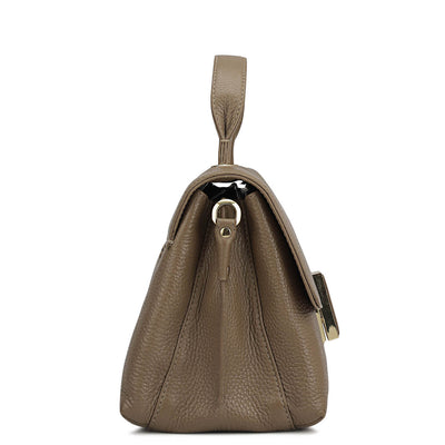 Small Wax Leather Satchel - Greyish Taupe