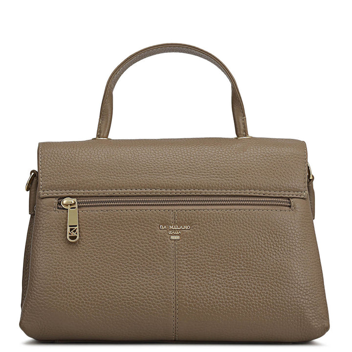 Small Wax Leather Satchel - Greyish Taupe