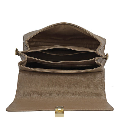 Small Wax Leather Satchel - Greyish Taupe