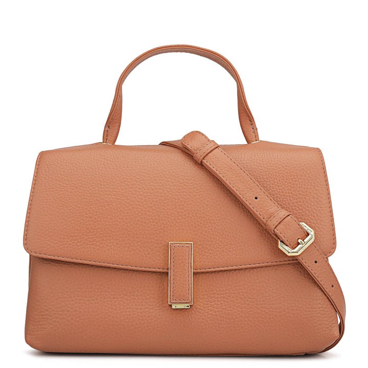 Small Wax Leather Satchel - Terracotta
